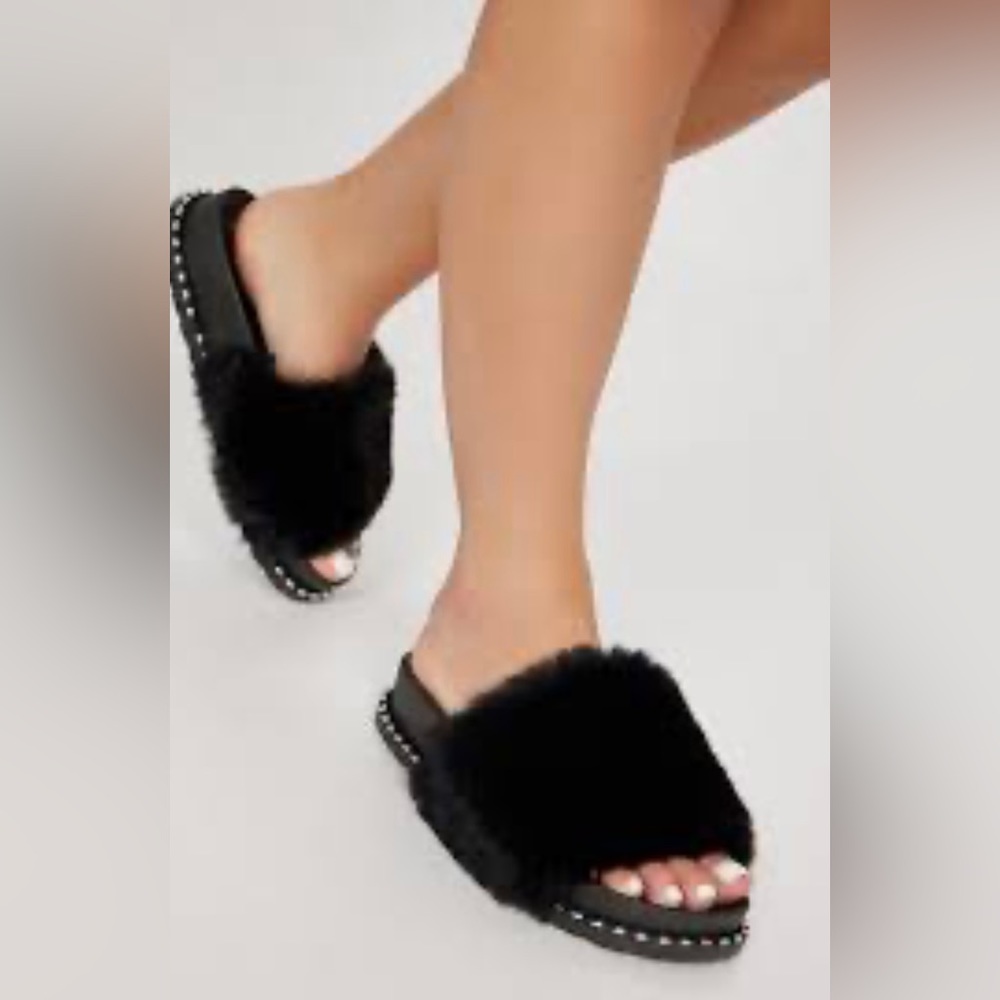 Furstory collection photo first‎ slide sandals, women’s size 9